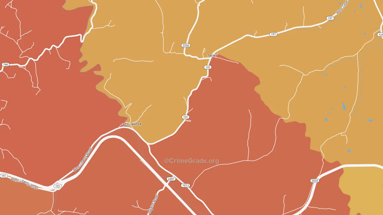 Trent, KY Map of Burglary Rates