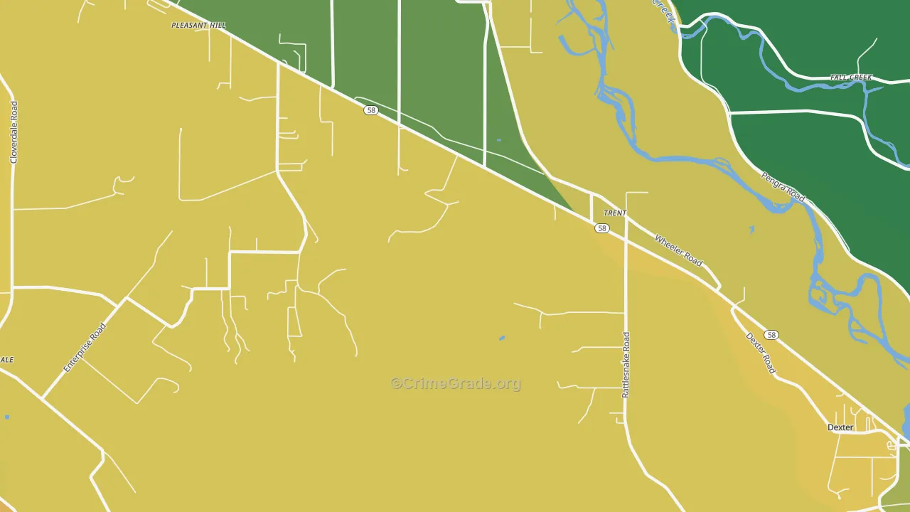 Trent, OR Map of Burglary Rates