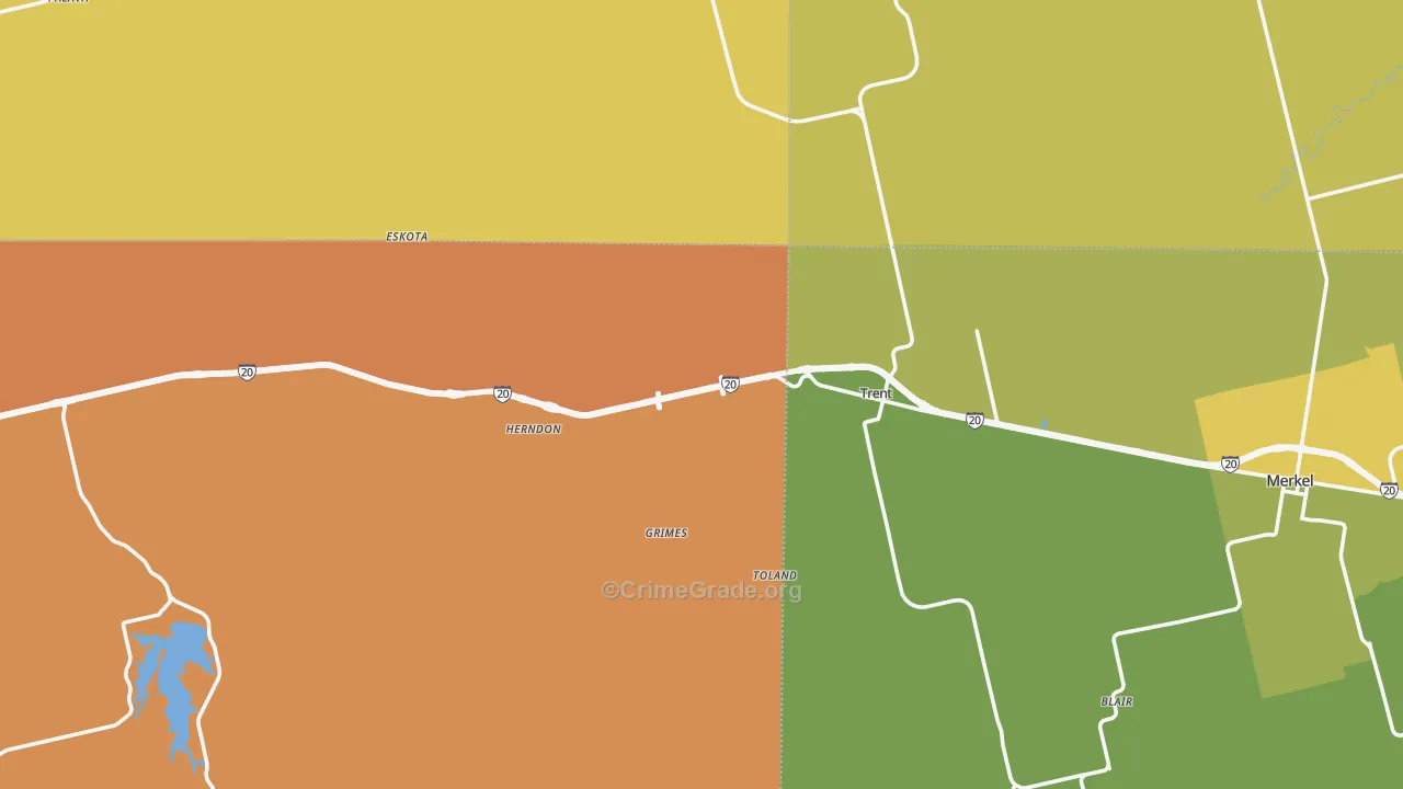 Trent, TX Map of Burglary Rates
