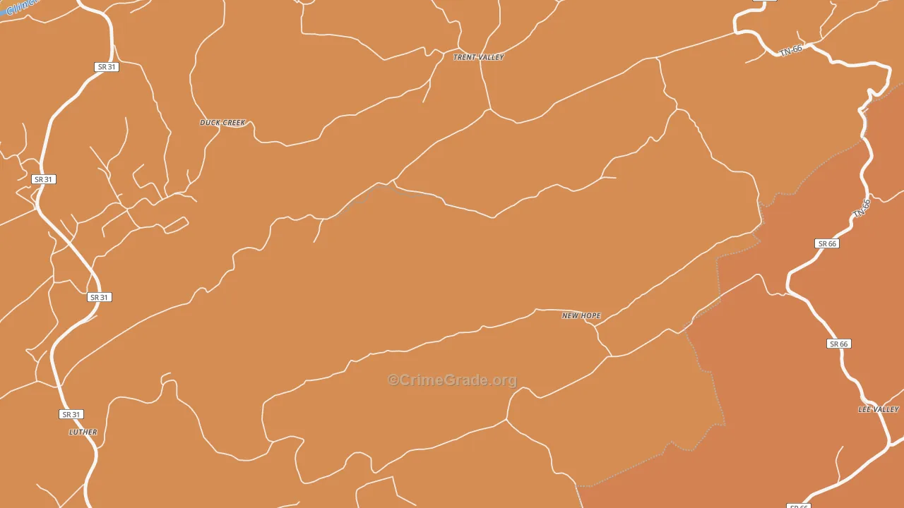Trent Valley, TN Map of Burglary Rates