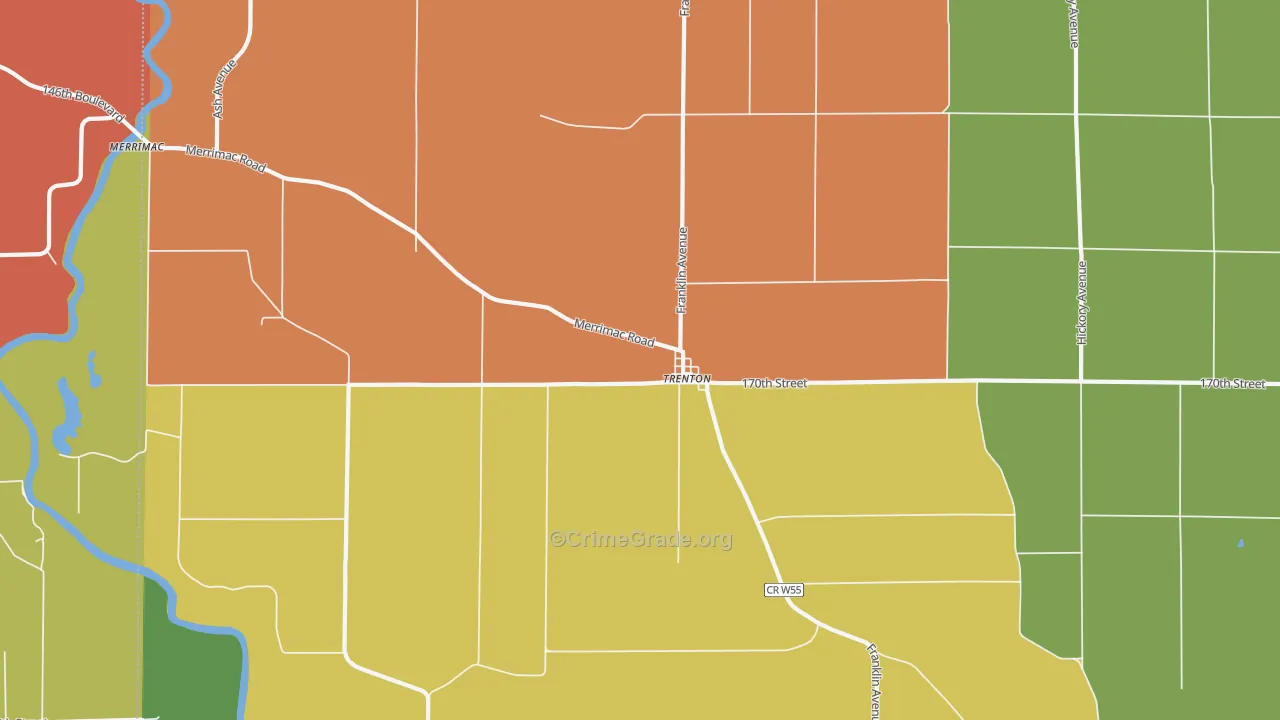 Trenton, IA Map of Burglary Rates