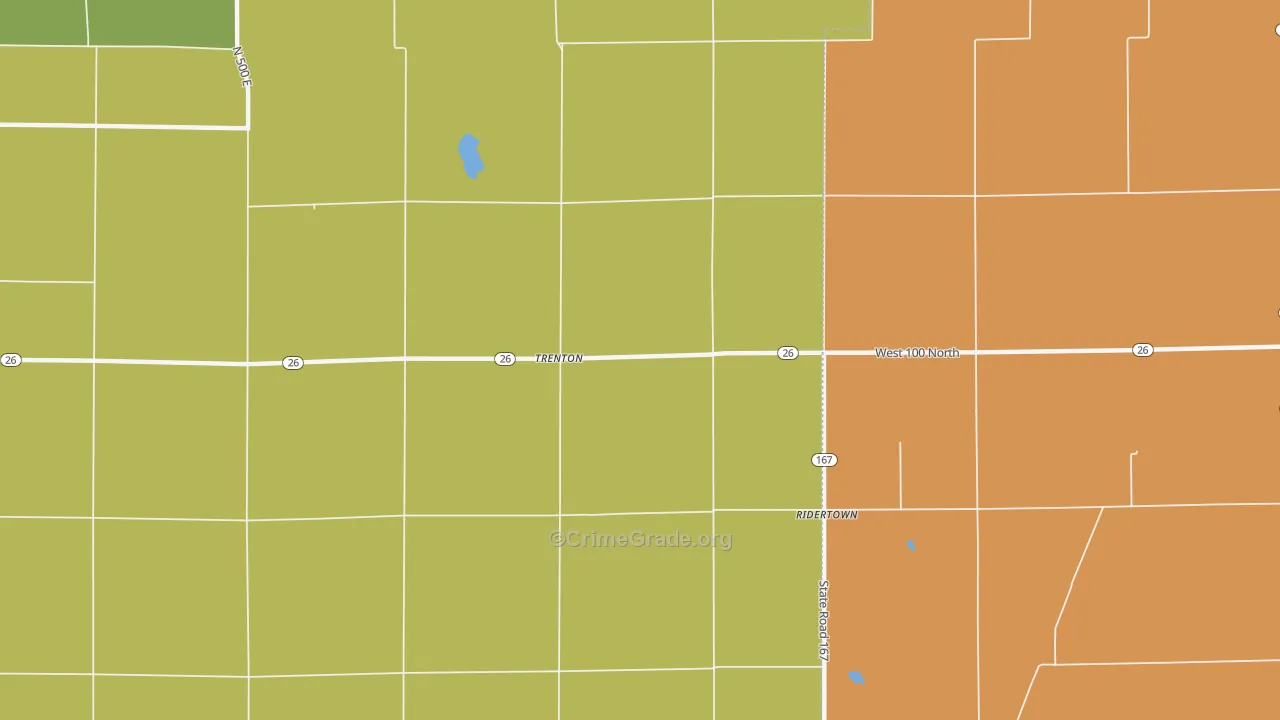 Trenton, IN Map of Burglary Rates