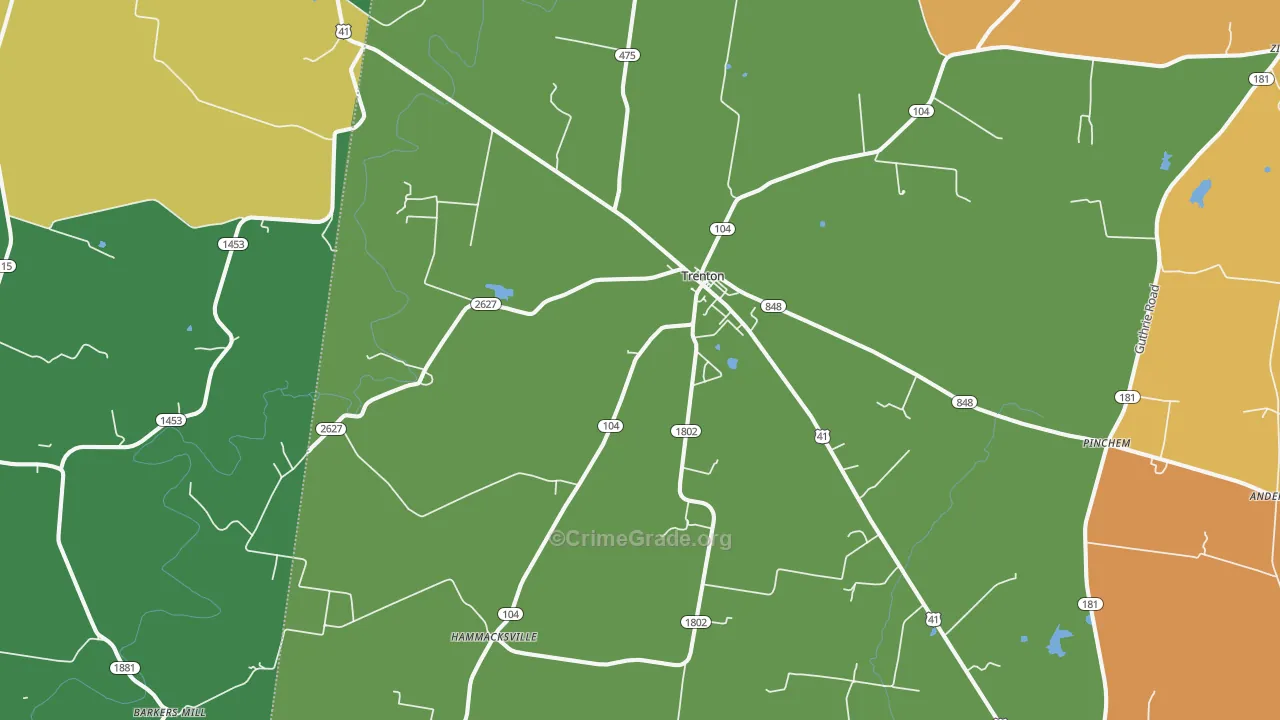 Trenton, KY Map of Burglary Rates
