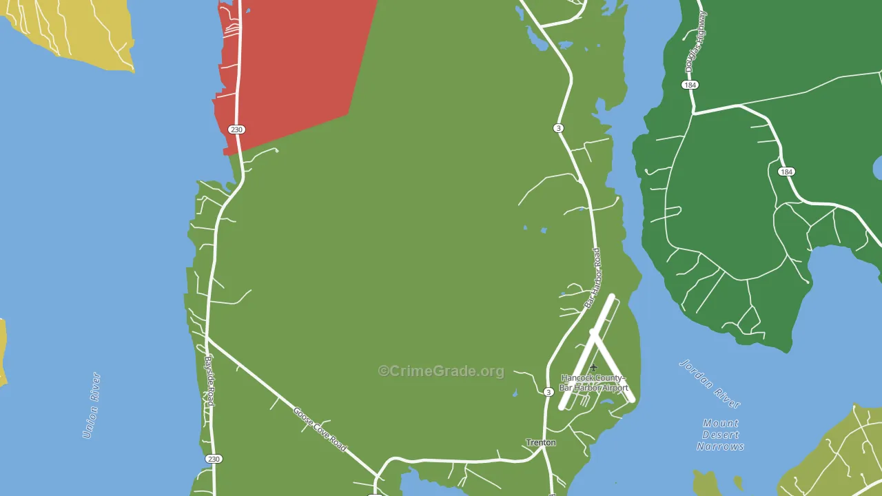 Trenton, ME Map of Burglary Rates
