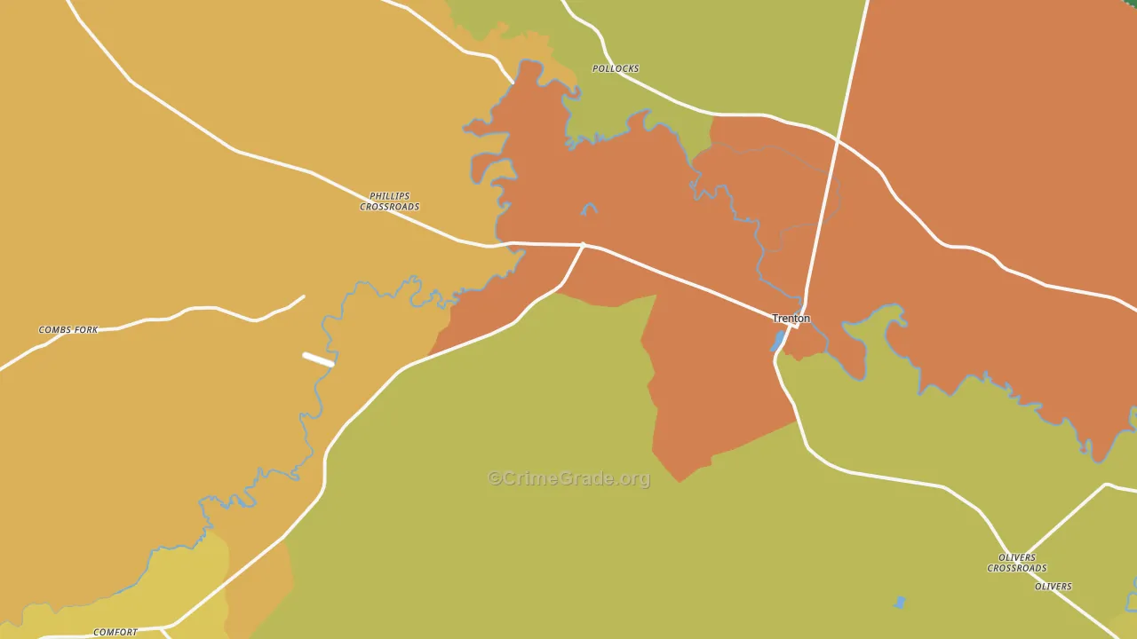 Trenton, NC Map of Burglary Rates