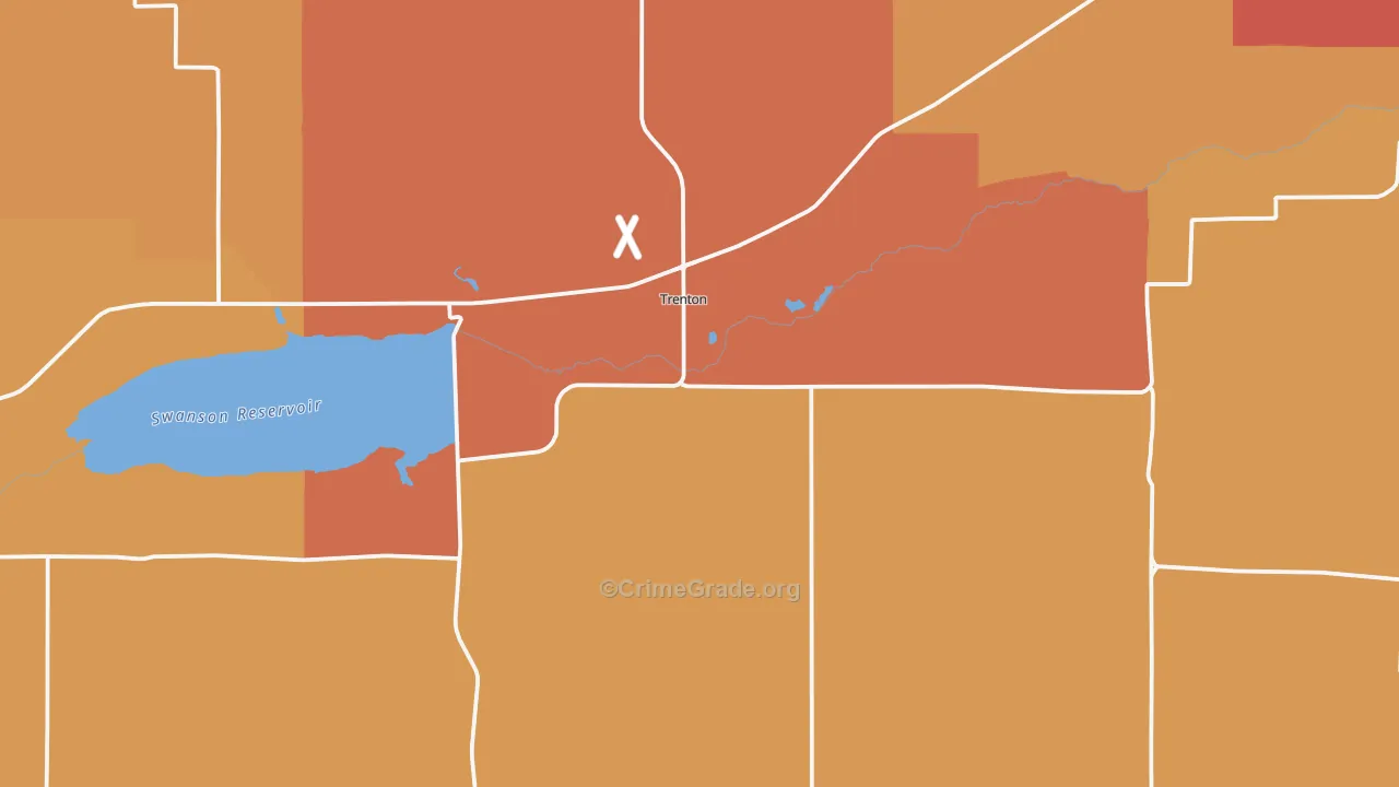 Trenton, NE Map of Burglary Rates