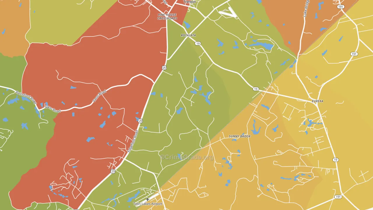 Trenton, SC Map of Burglary Rates