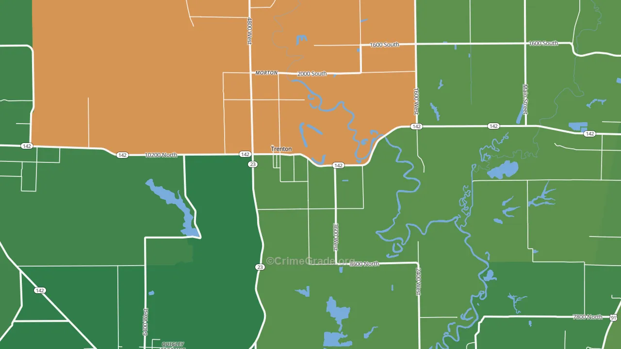Trenton, UT Map of Burglary Rates