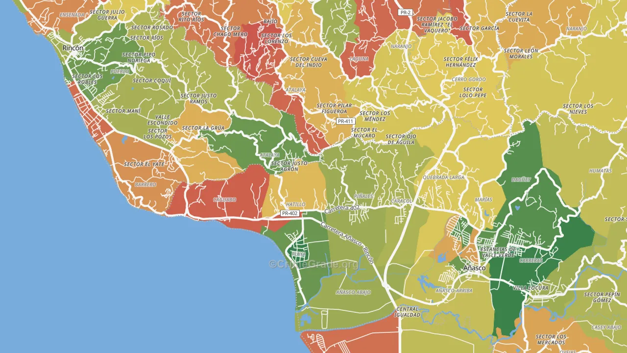 Tres Hermanos, PR Map of Burglary Rates