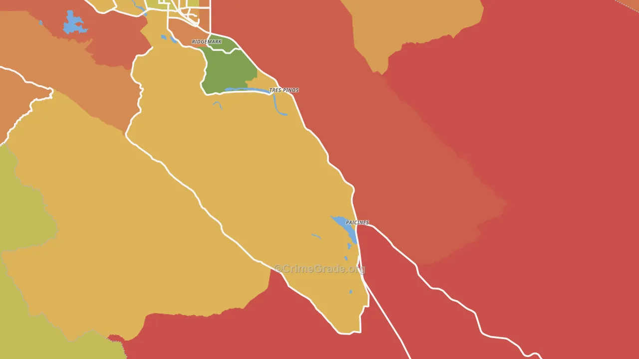 Tres Pinos, CA Map of Burglary Rates