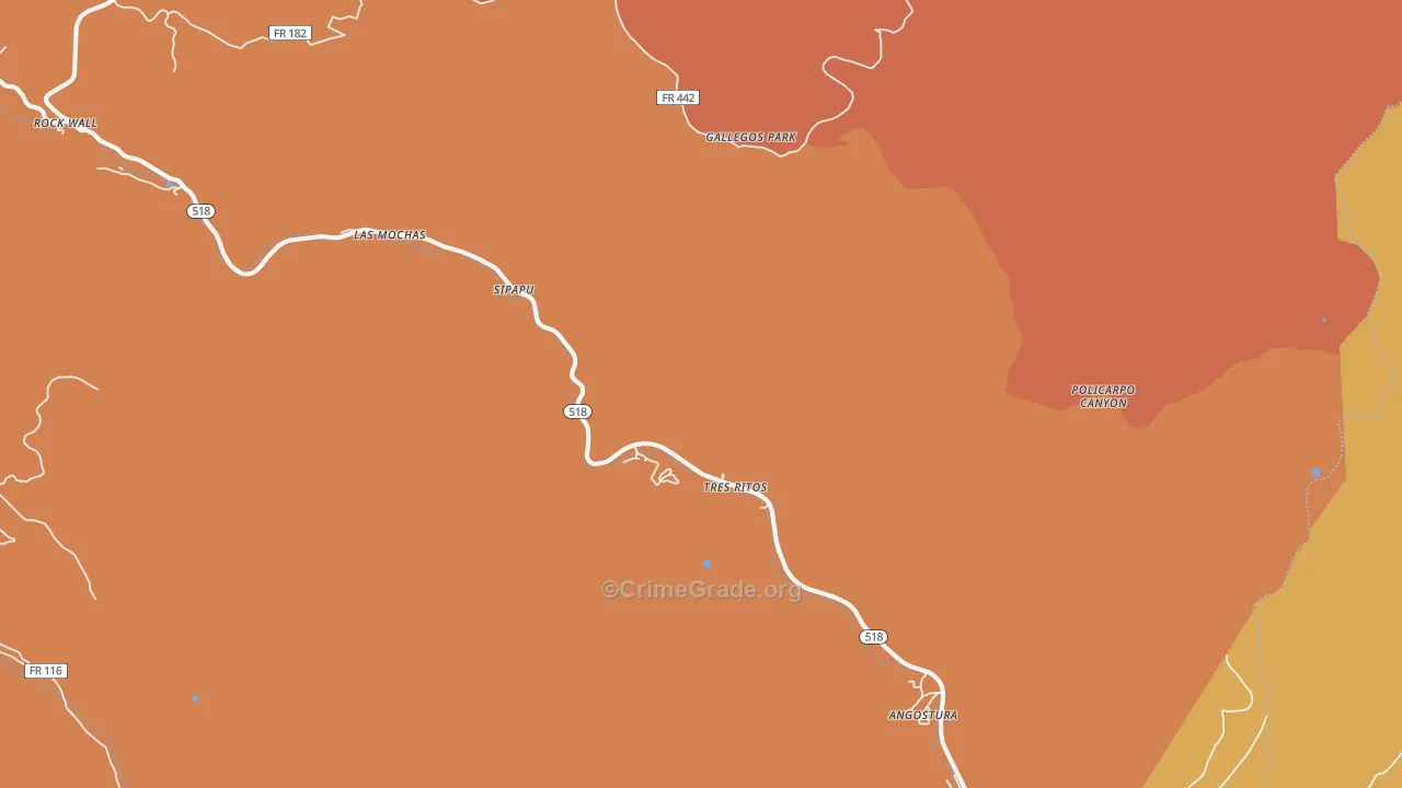 Tres Ritos, NM Map of Burglary Rates