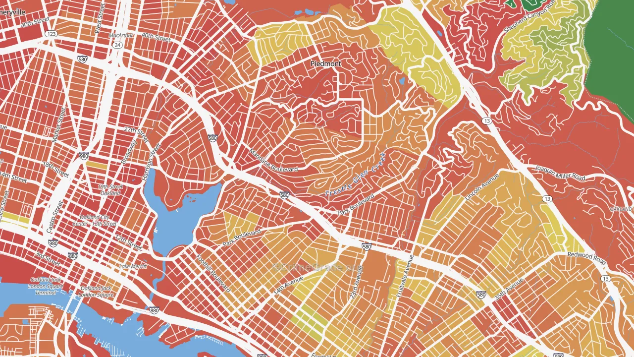 Trestle Glen, Oakland, CA Map of Burglary Rates