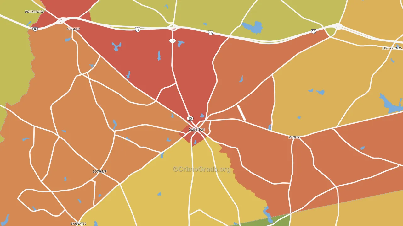 Treutlen County, GA Map of Burglary Rates