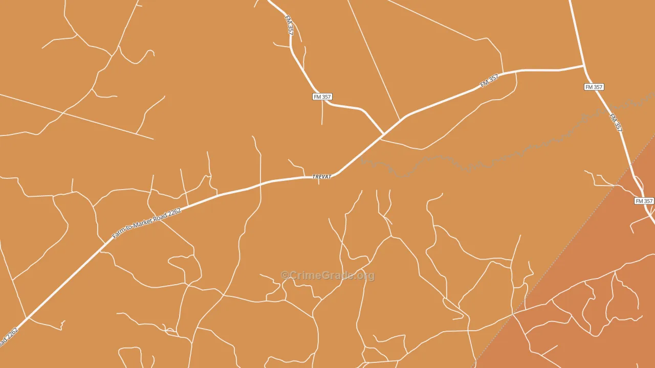 Trevat, TX Map of Burglary Rates
