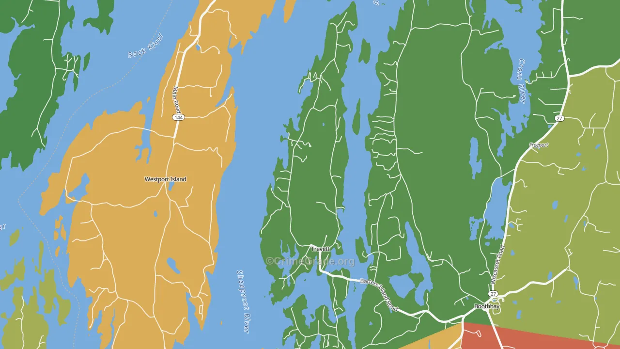 Trevett, ME Map of Burglary Rates
