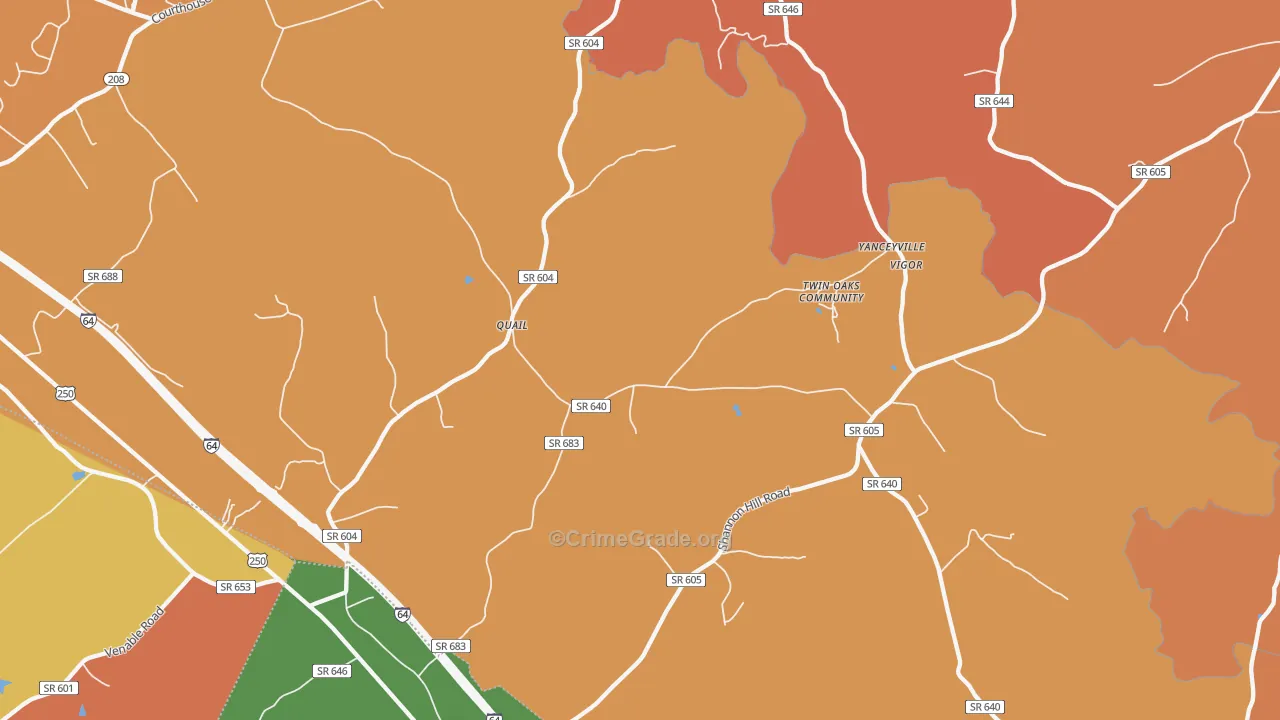 Trevilians, VA Map of Burglary Rates