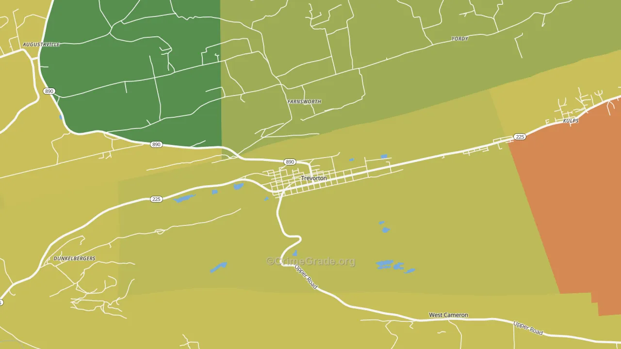 Trevorton, PA Map of Burglary Rates
