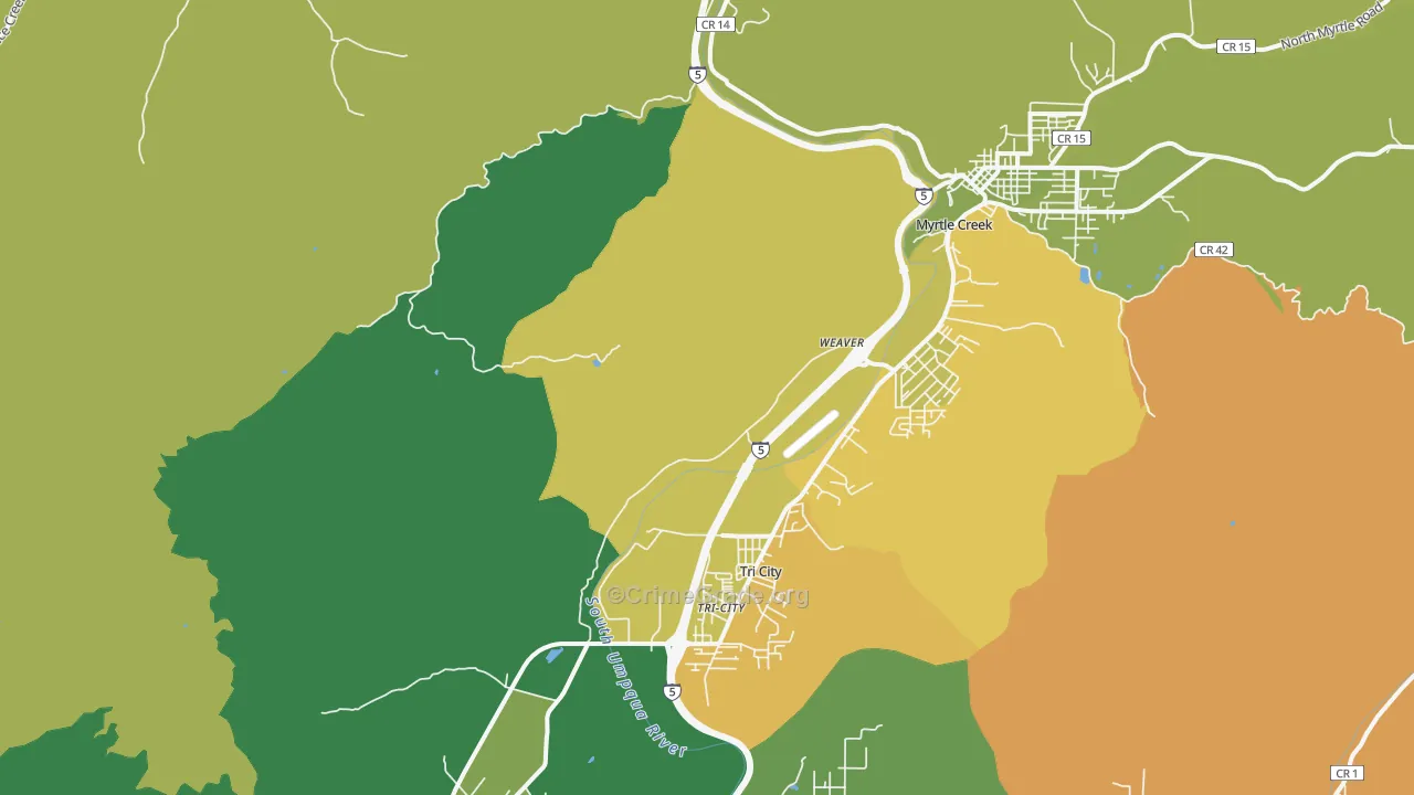 Tri-City, OR Map of Burglary Rates