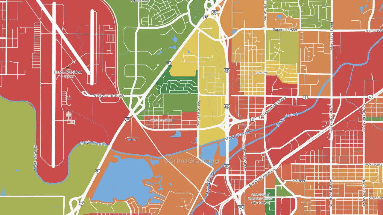 Tri-Court, Lincoln, NE Map of Burglary Rates