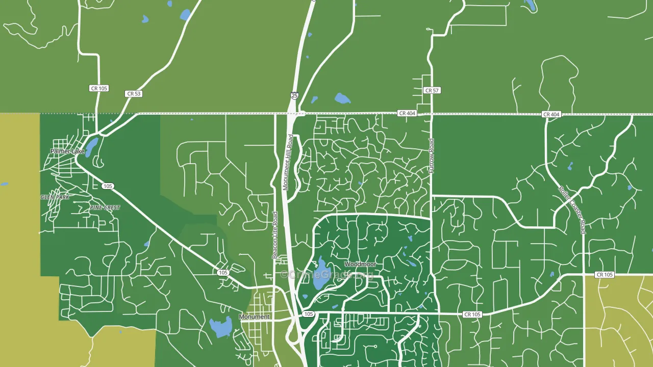 Tri-Lakes, Woodmoor, CO Map of Burglary Rates