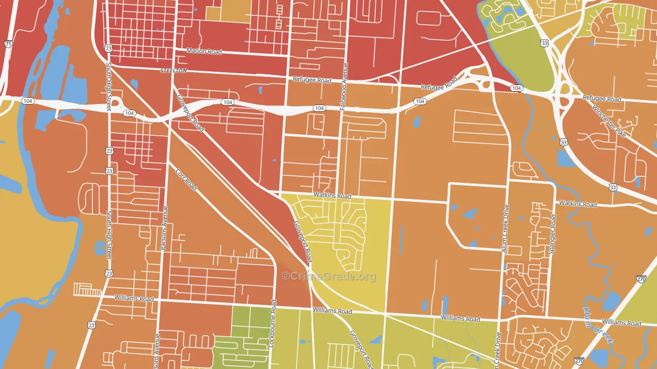 Tri-South, Columbus, OH Map of Burglary Rates