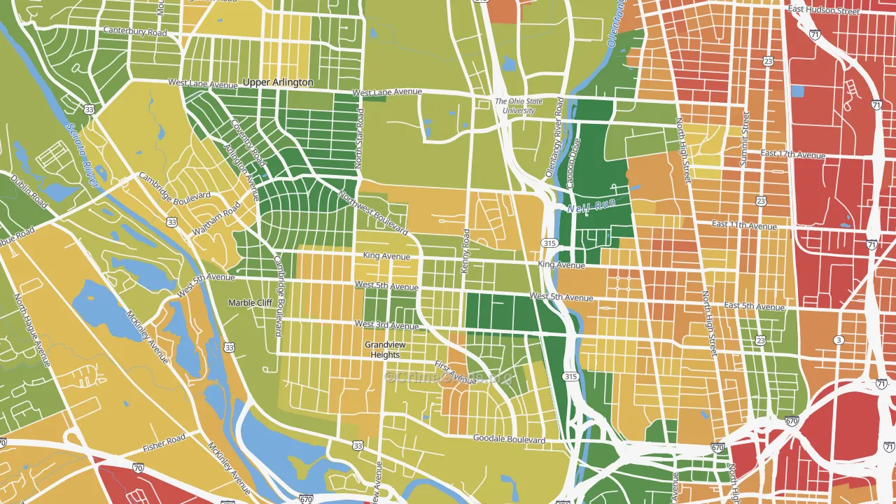 Tri-Village, Columbus, OH Map of Burglary Rates