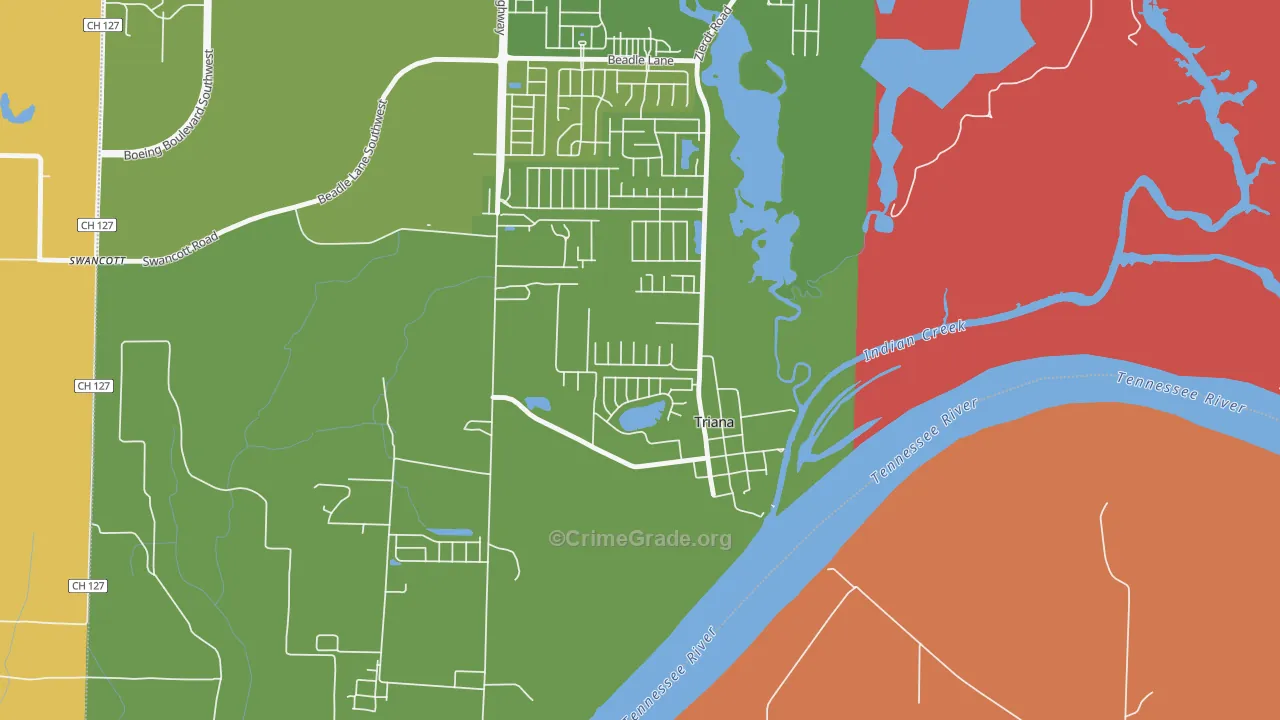 Triana, AL Map of Burglary Rates