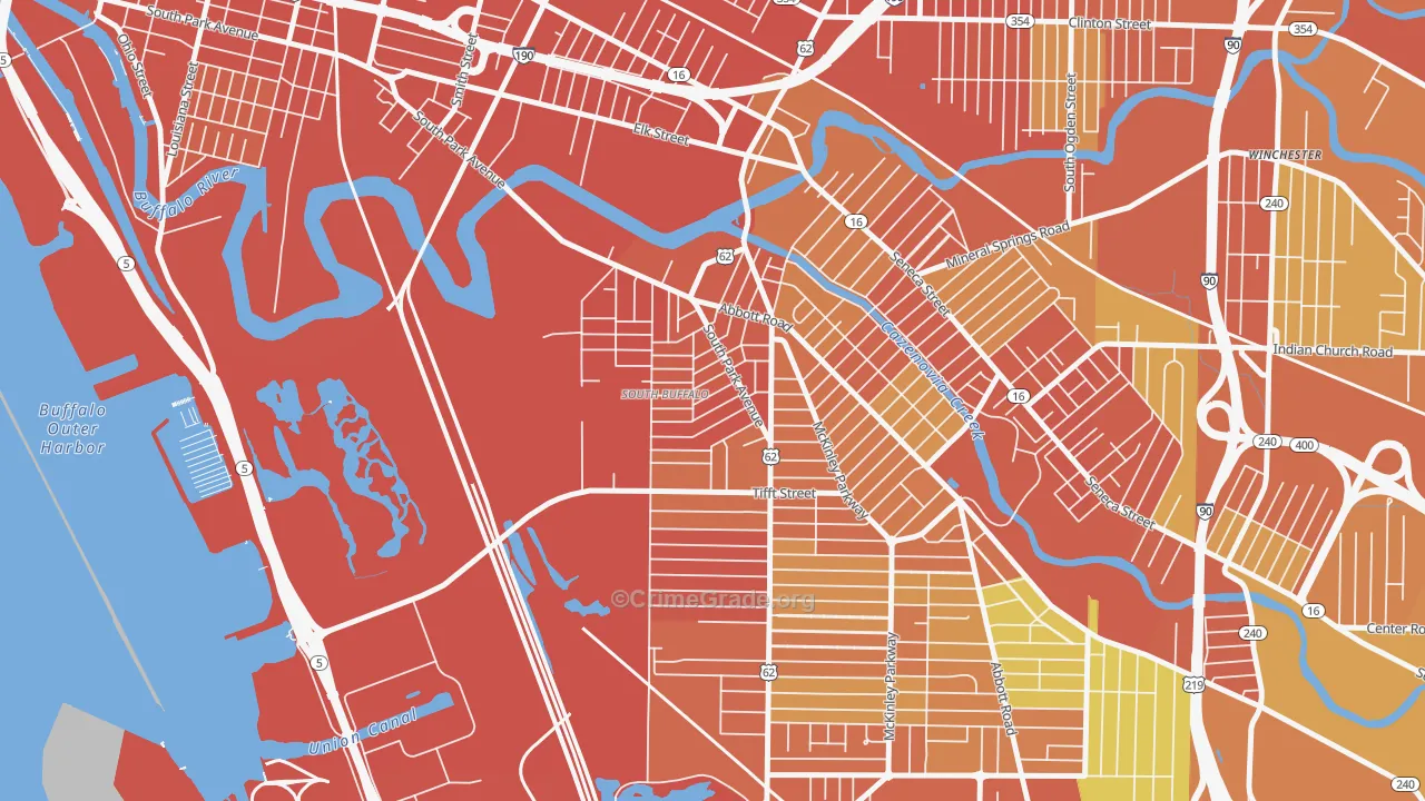 Triangle, Buffalo, NY Map of Burglary Rates