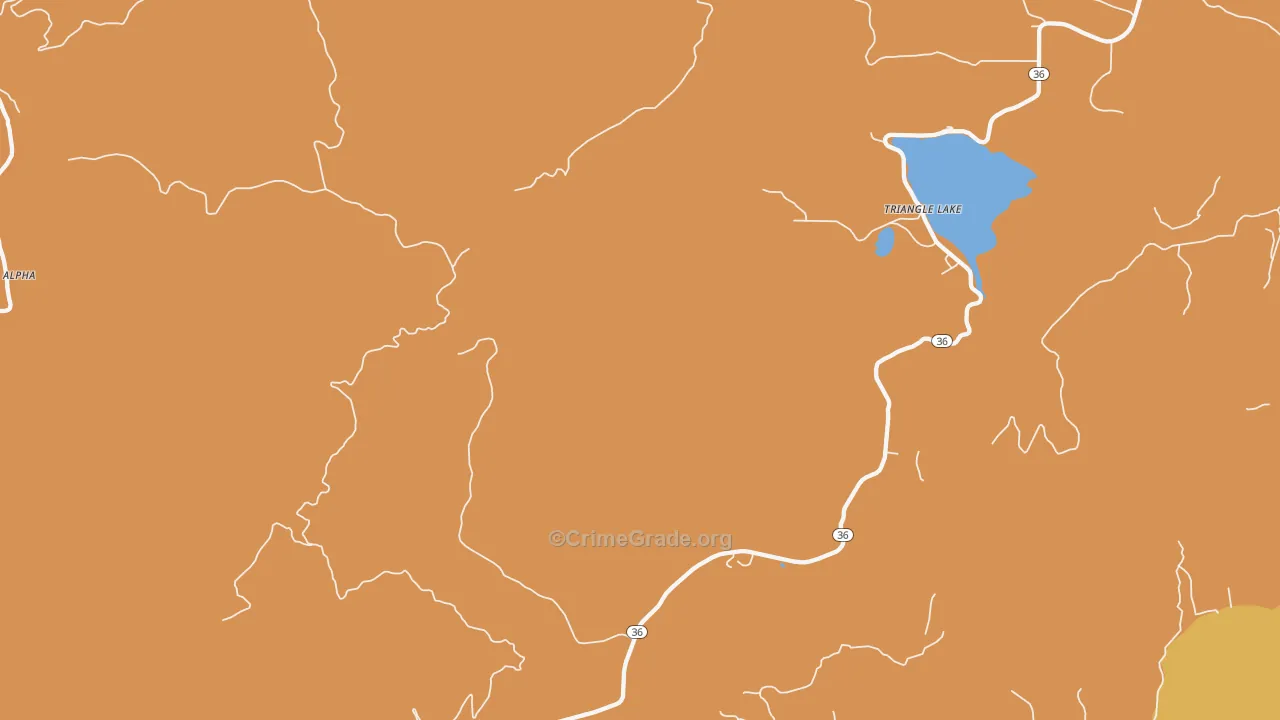 Triangle Lake, OR Map of Burglary Rates