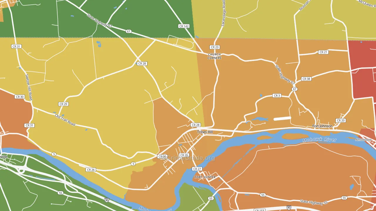 Tribes Hill, NY Map of Burglary Rates