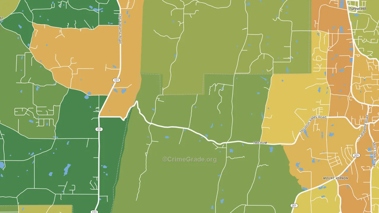 Trickum, GA Map of Burglary Rates