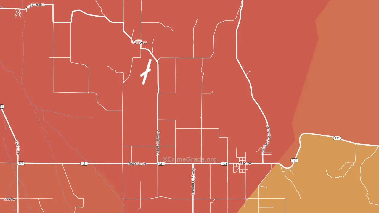 Tridell, UT Map of Burglary Rates