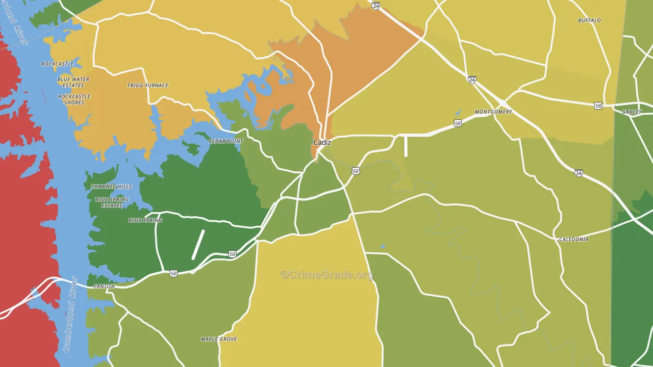 Trigg County, KY Map of Burglary Rates