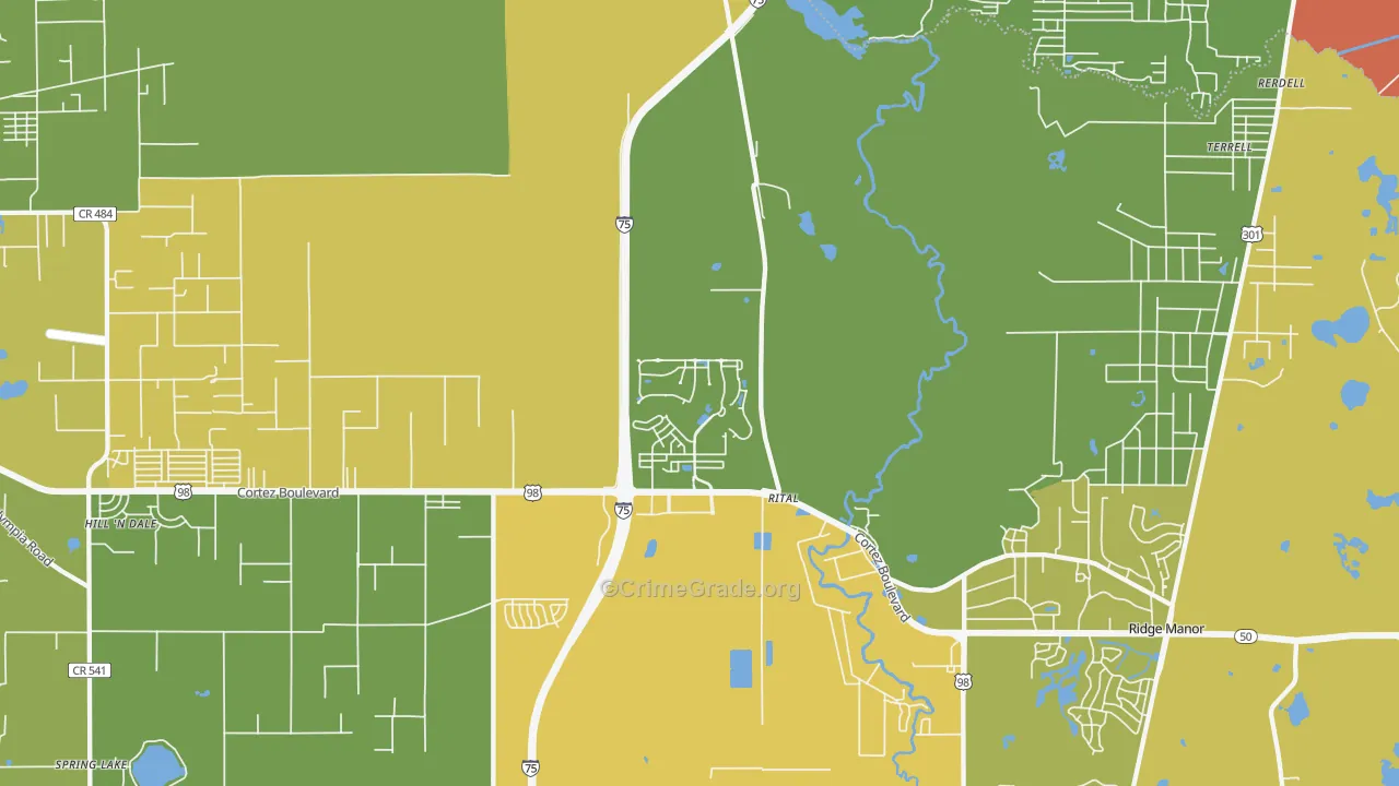 Trilby, FL Map of Burglary Rates