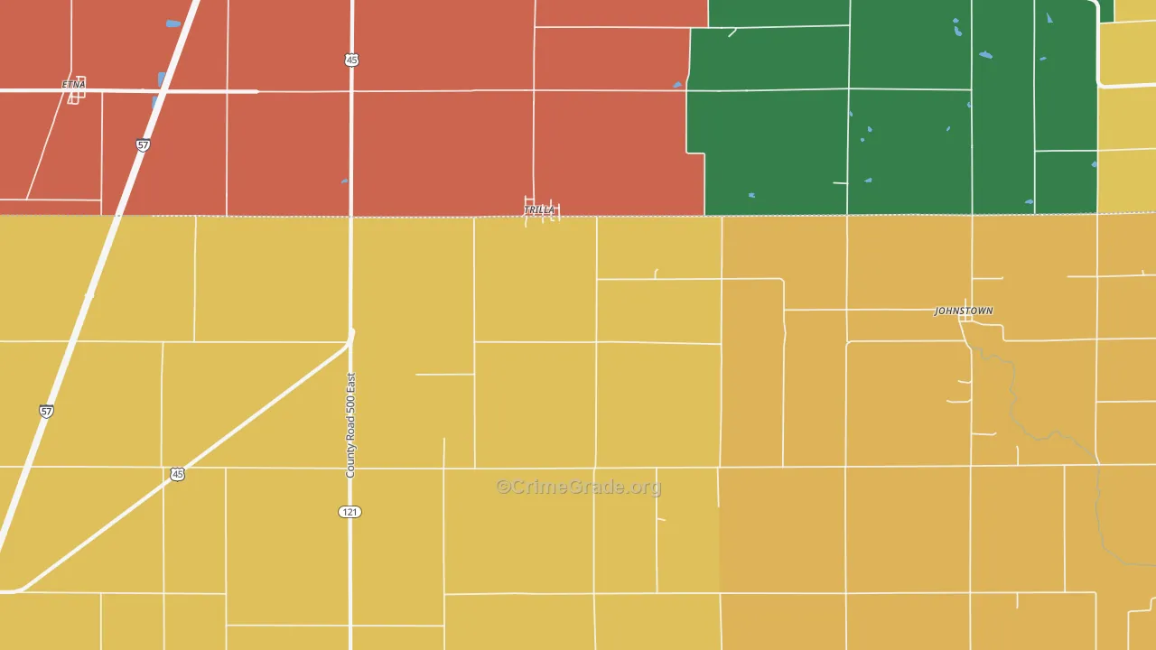 Trilla, IL Map of Burglary Rates