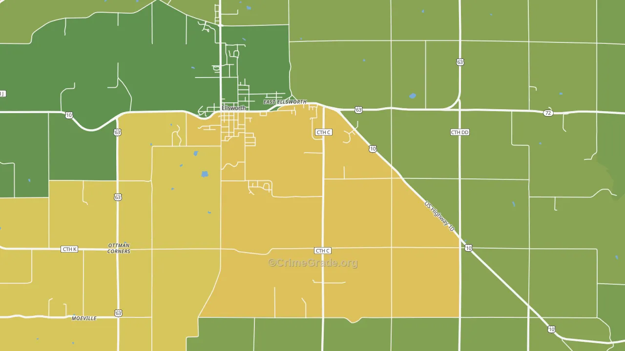 Trimbelle, WI Map of Burglary Rates