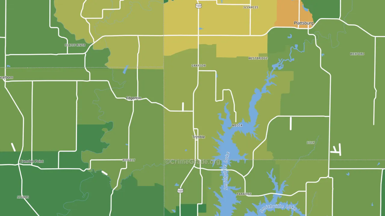 Trimble, MO Map of Burglary Rates