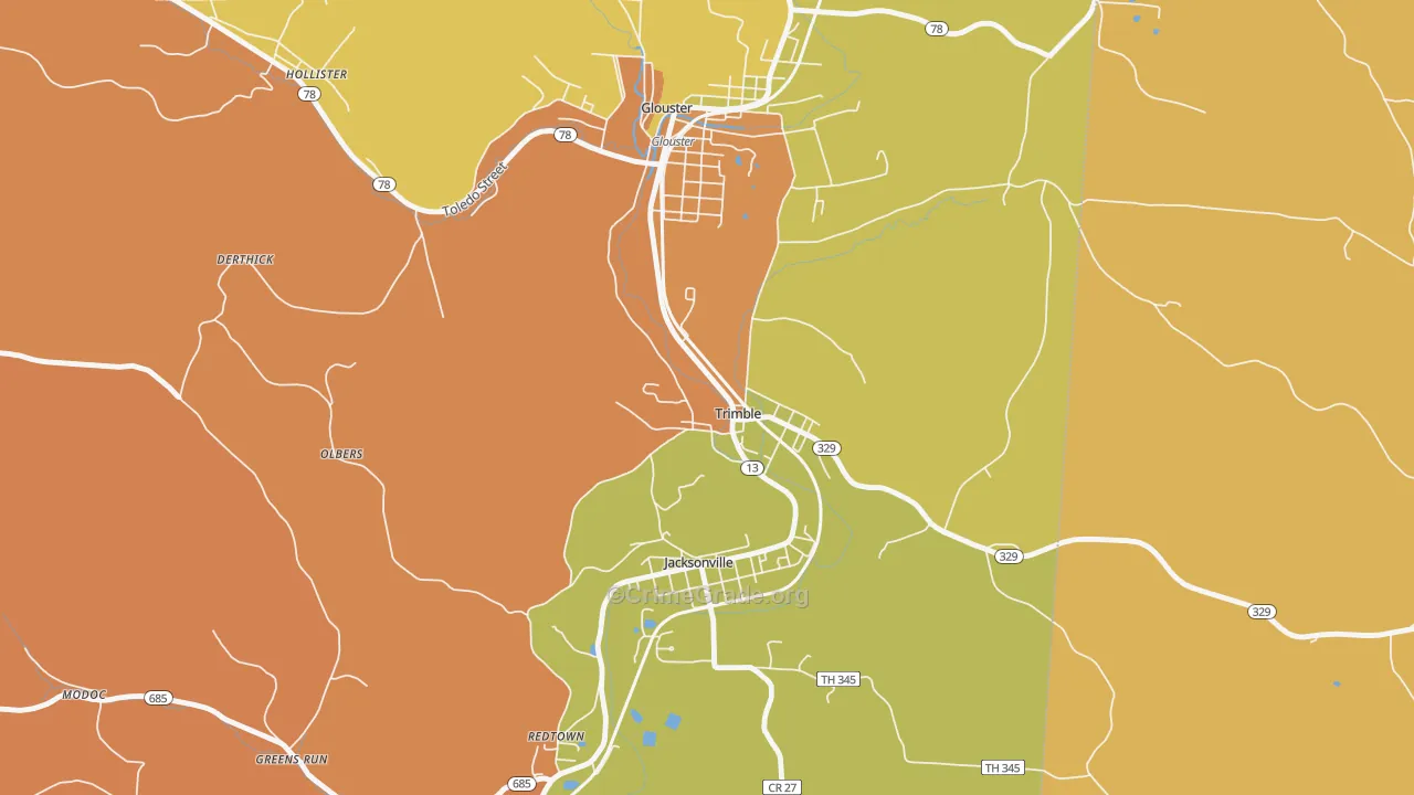 Trimble, OH Map of Burglary Rates