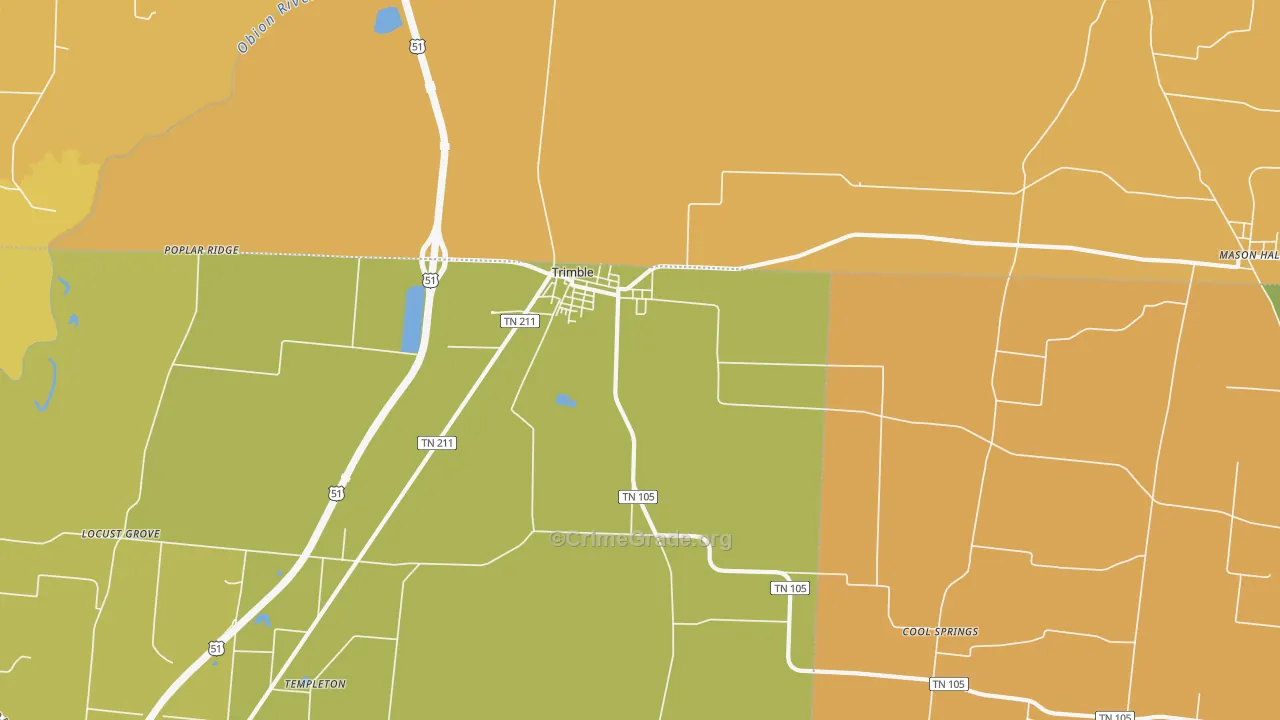 Trimble, TN Map of Burglary Rates