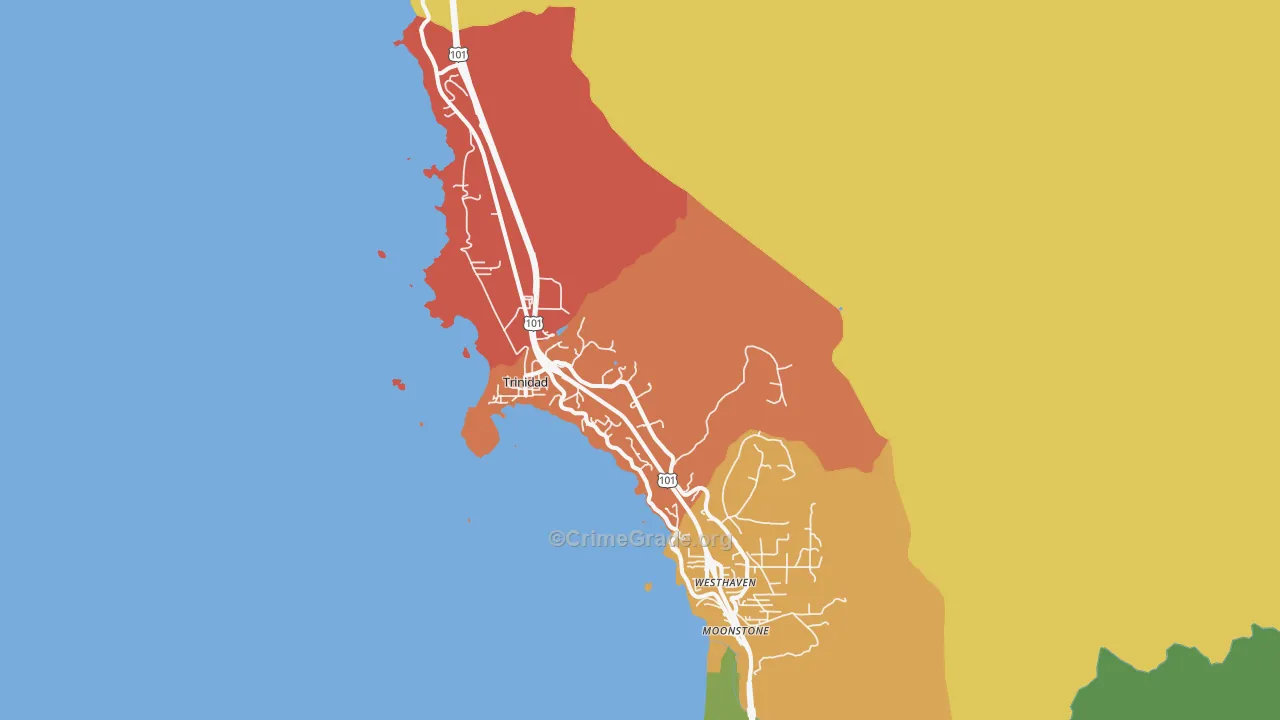 Trinidad, CA Map of Burglary Rates