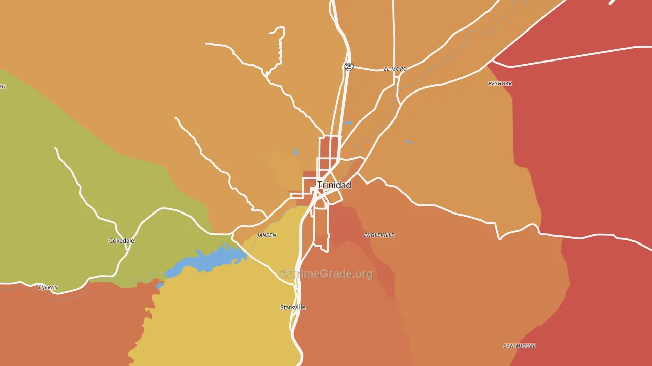 Trinidad, CO Map of Burglary Rates