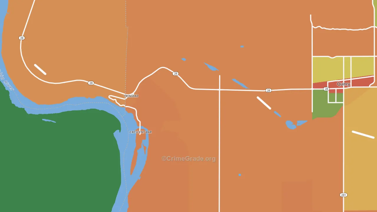 Trinidad, WA Map of Burglary Rates