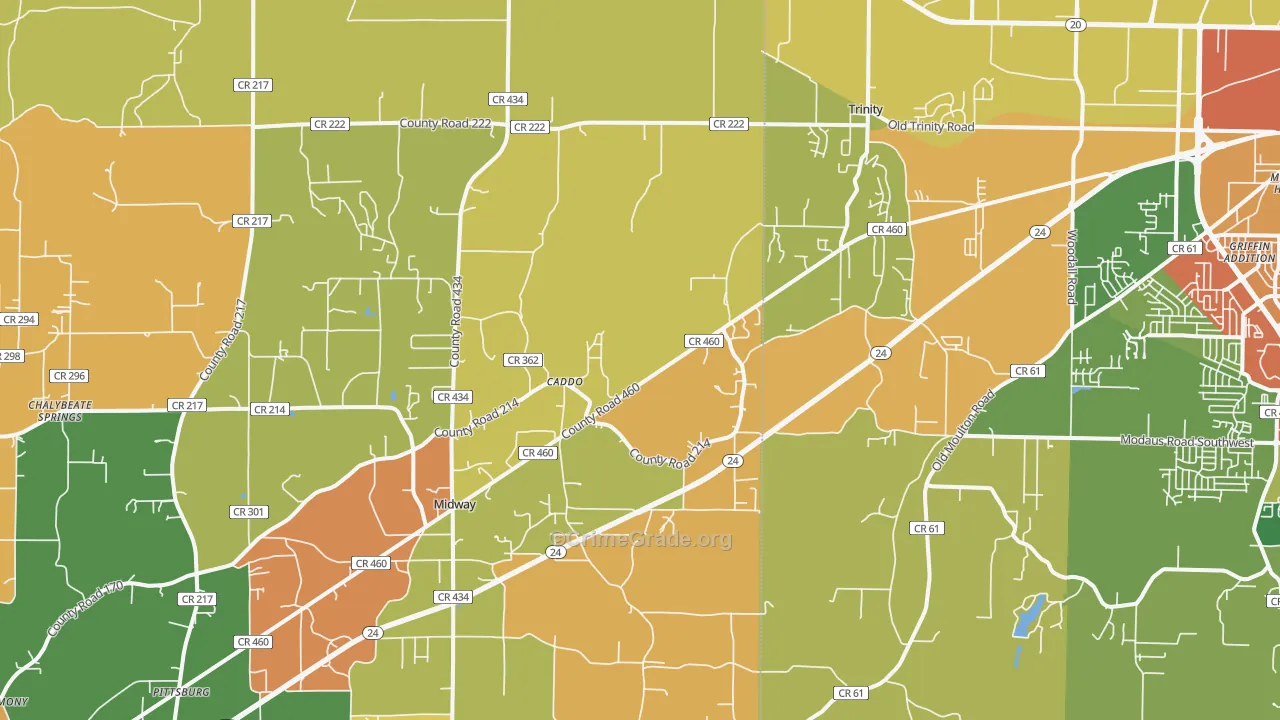Trinity, AL Map of Burglary Rates