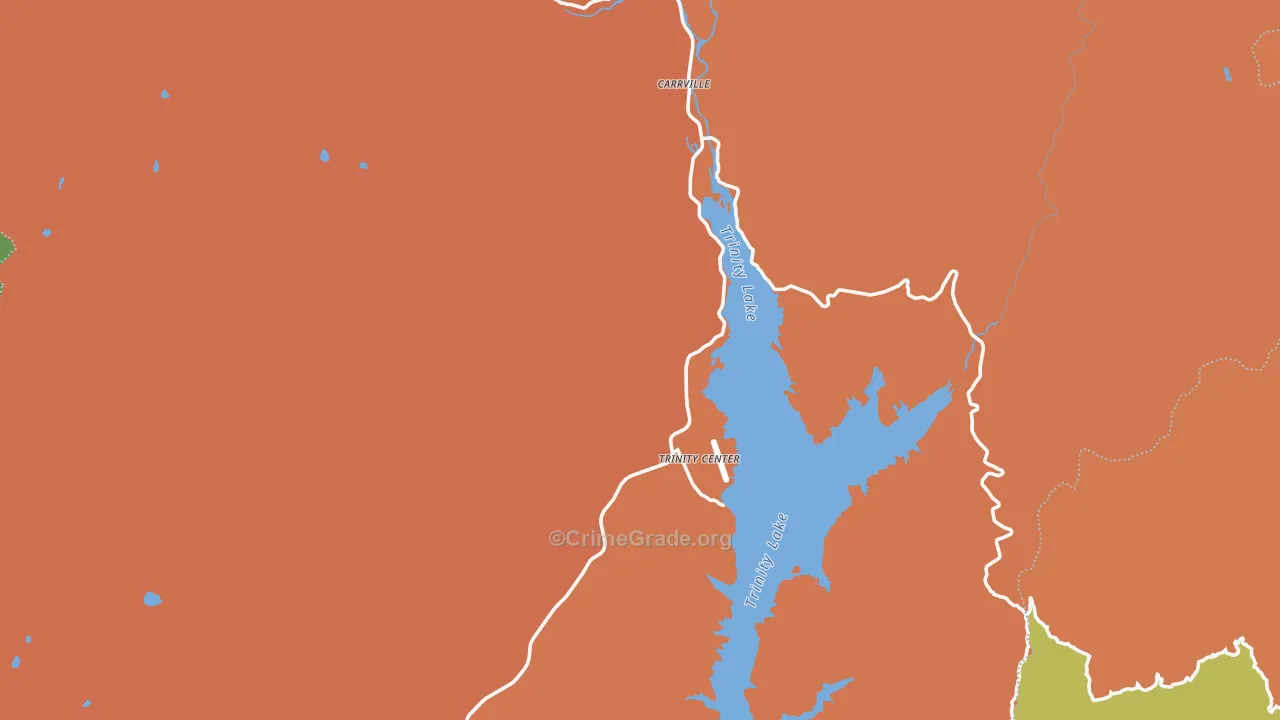 Trinity Center, CA Map of Burglary Rates