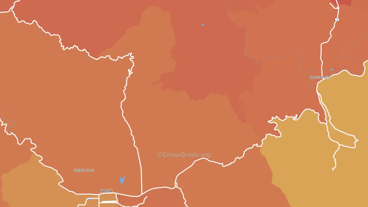 Trinity County, CA Map of Burglary Rates