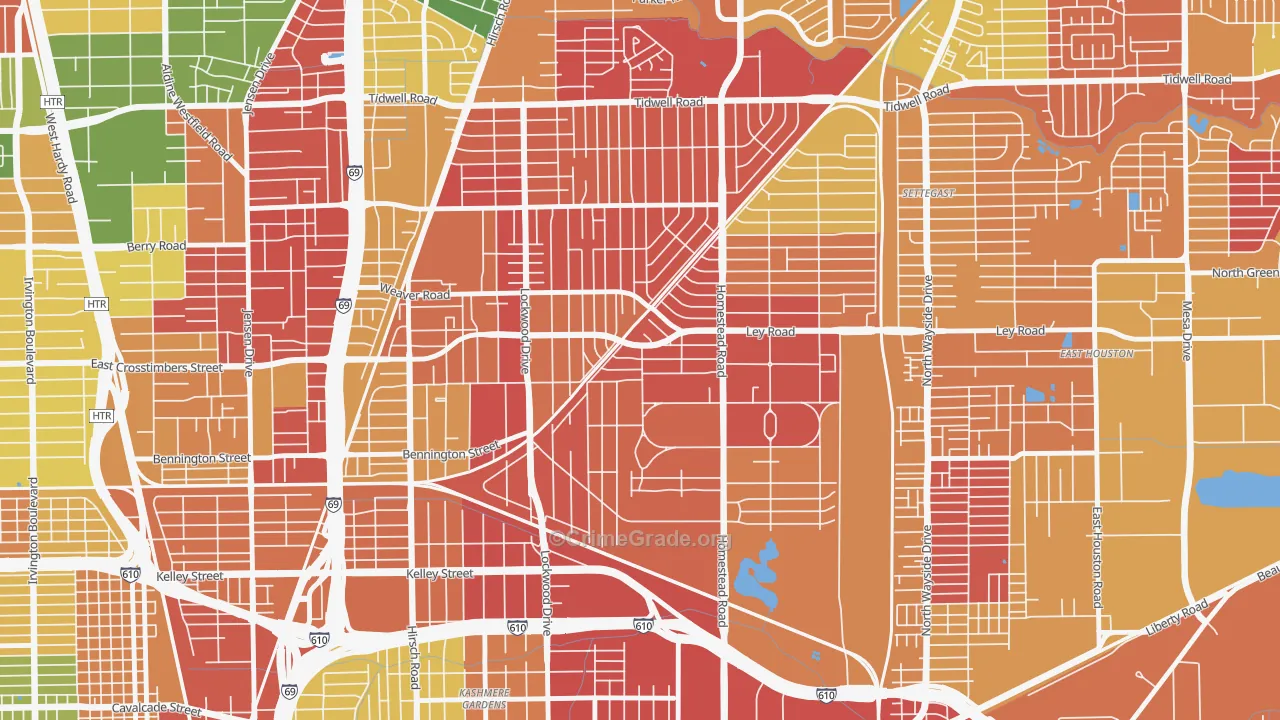 Trinity-Houston Gardens, Houston, TX Map of Burglary Rates