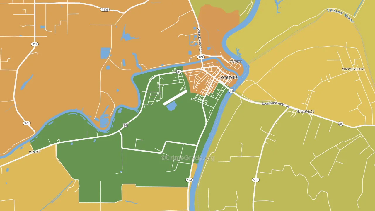 Trinity, LA Map of Burglary Rates