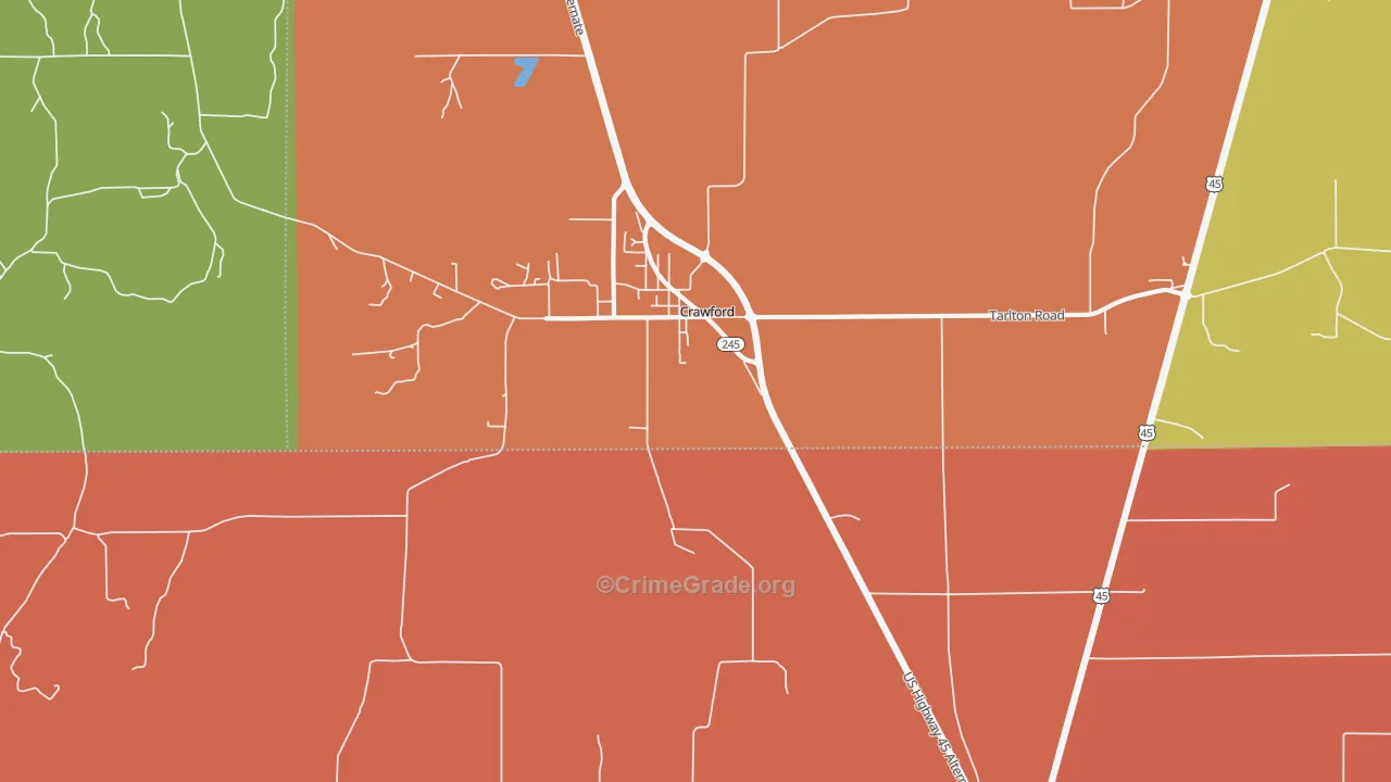 Trinity, MS Map of Burglary Rates