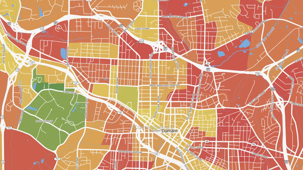 Trinity Park, Durham, NC Map of Burglary Rates