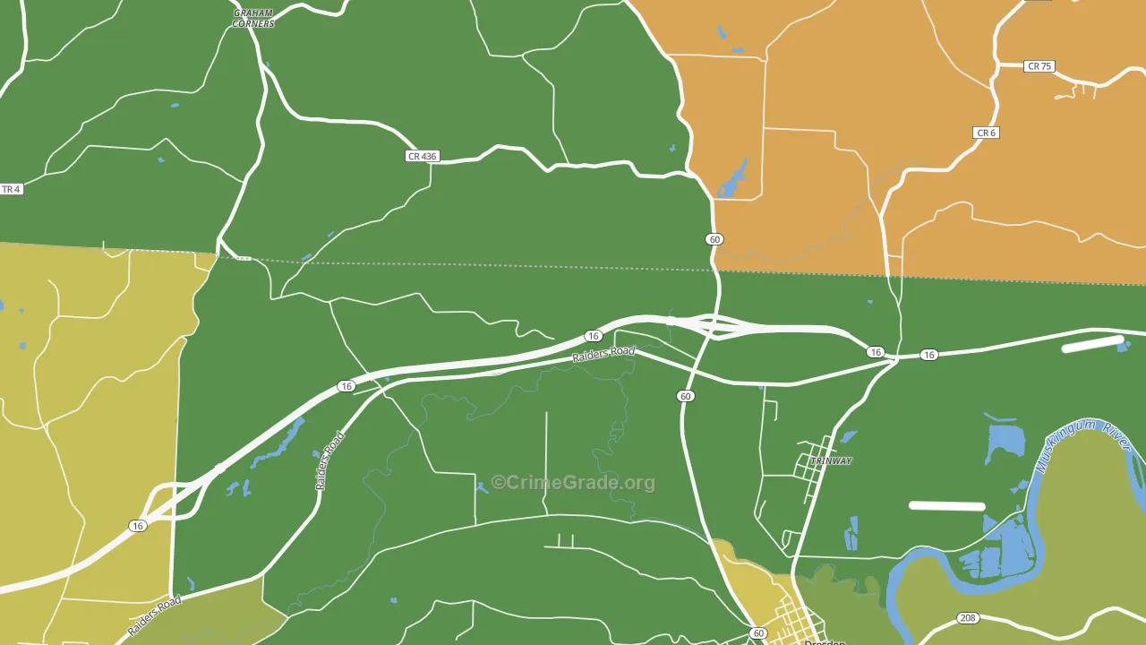 Trinway, OH Map of Burglary Rates
